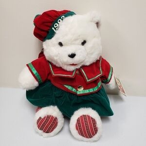 Kmart 16" Christmas Holiday Sis Teddy Bear 1992 Vintage Stuffed Animal Plush